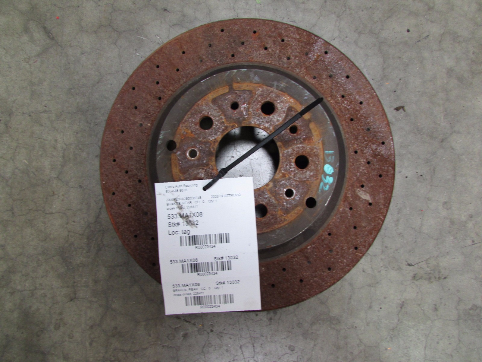 Maserati Quattroporte, Rear Brakes, Cross Drilled, Used P/N 228411