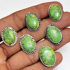 Good Vibe Green Turquoise Gemstone 925 Sterling Silver Plated Wholesale Lot Ring