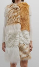 $1175 Alabama Muse Italy Women Brown Faux-fur Iggy Long Vest Coat Jacket Size 42
