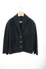 Vintage Black Vanity whipstitch trim suede leather blazer in black size UK12