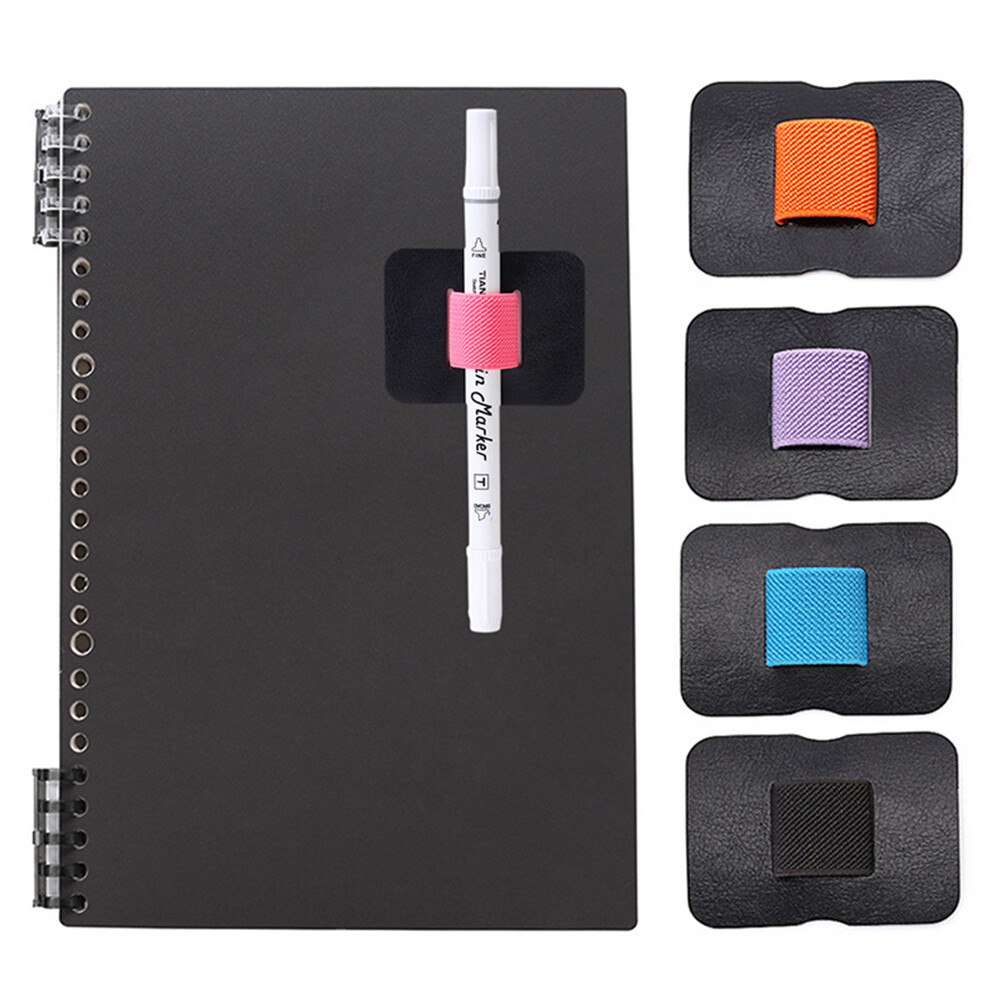 3X PU Leather Pen Holder Clip Selfadhesive Pencil Elastic Loop