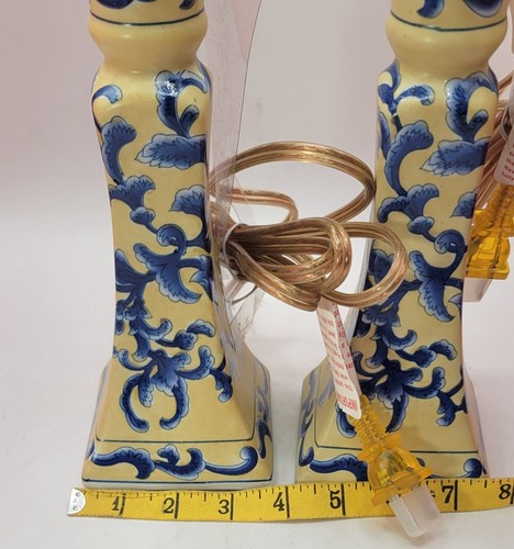 Vintage Pair Of Electric JC PENNEY LAMPS - Blue /Yellow/ lamp shade not included - Picture 6 of 7