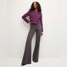 Veronica Beard Lebone Plaid Flare Leg Pant Trouser NWT 10