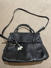🖤BLACK GROSGRAIN LEATHER RADLEY HANDBAG CROSSBODY HANDLES SCOTTIE DOG KEYRING🖤