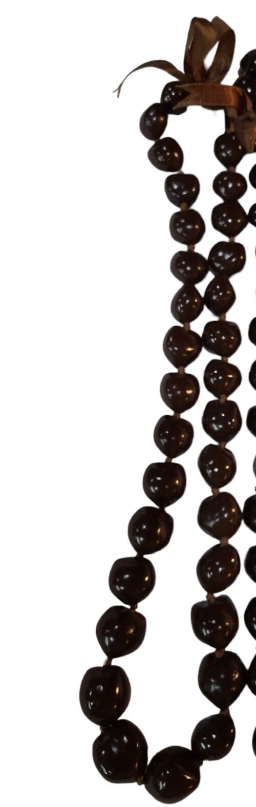 VETEMENTS Collana Perline Grosse Cioccolato Donna con Chiusura a Nastro