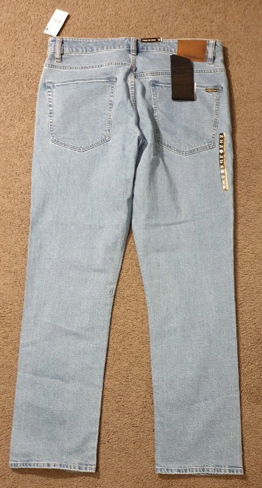 Volcom Solver Regular Rise Modern Straight Blue Denim Stretch Jeans Size 36 BNWT - Image 2 of 4
