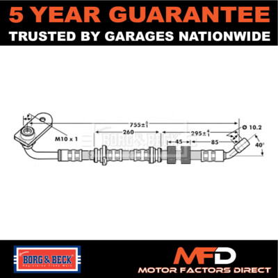 Fits Suzuki Vitara 1998-2017 Brake Hose Front Left Outer Borg & Beck