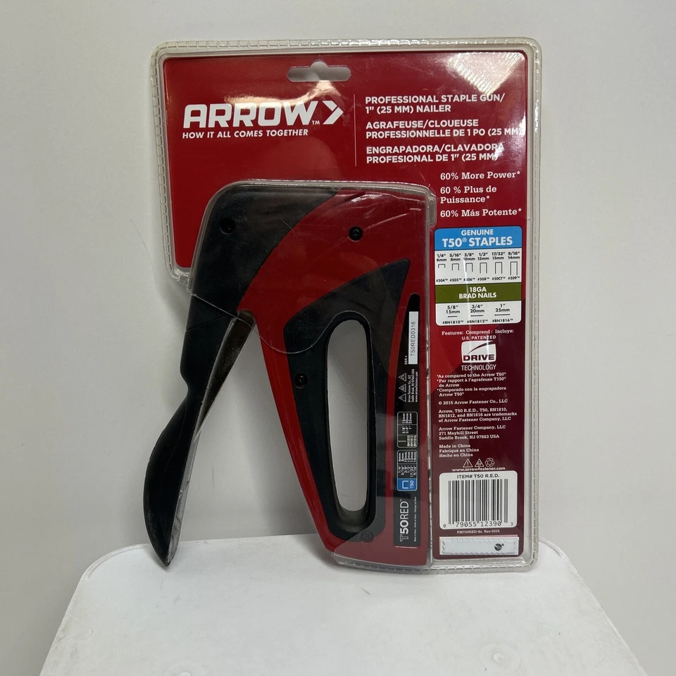 ARROW - T50RED Heavy Duty Stapler & Brad Nailer - Red NEW - Image 2 of 2