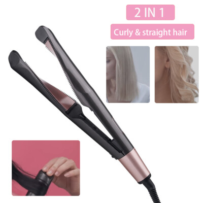 Pro 2 in 1 LCD Display Twist Hair Curler Straightener Styler Flat Iron Curling