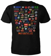 Famous Bikes Brands and Logos Classic Automotive Riding T Shirt Q8714MSSTZBLK