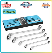 DURATECH Extra Long Flex-Head Double Box End Ratcheting Wrench Set SAE 5-Piece