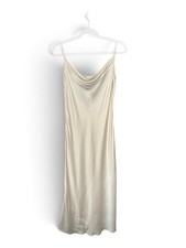 Victoria  s Secret 100 Silk Slip Dress Ivory Cowl Neck Y2K Maxi Large L