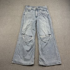 AMERICAN EAGLE Jeans 8 Super High Rise Ultra Wide Leg Baggy Stretch Drapey 30x30