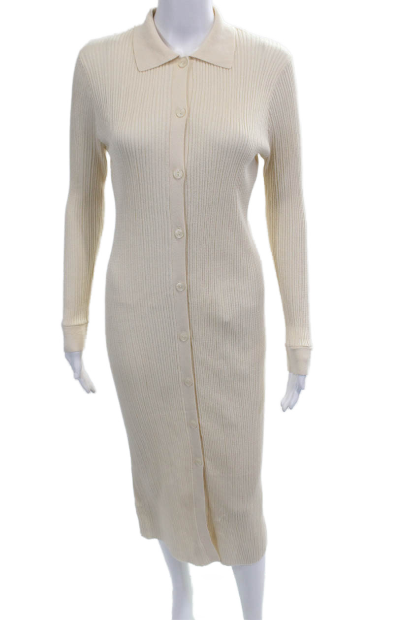 MNG Womens Shirt Dress Beige Collared Long Sleeve Knee Length Size SFree Shipping in US $100+ Orders | $6.95 Orders Below