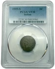 1909-S Indian Head Cent, PCGS VF30, Key Date Final Year Issue.