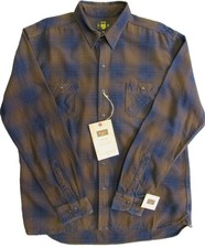 Dickies 1922 Ombre Plaid Flannel Shirt Men XL Brown/Blue Dickies Button USA Made