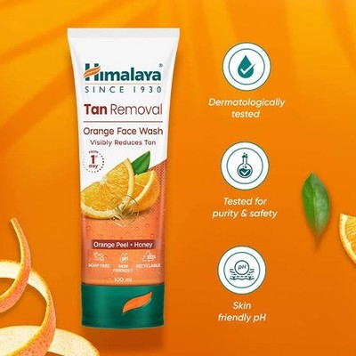 Himalaya Tan Removal Orange Face Wash 50ml   Brightening & Refreshing Cleanser