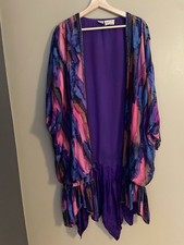 Judith Ann Creations Vintage Beaded Oversize Artsy Jacket Coat 1980s Silk Sz M