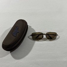 Maui Jim Sunglasses Black Rock Gold Tone Rectangle 218-16 63 15-130 Japan Case