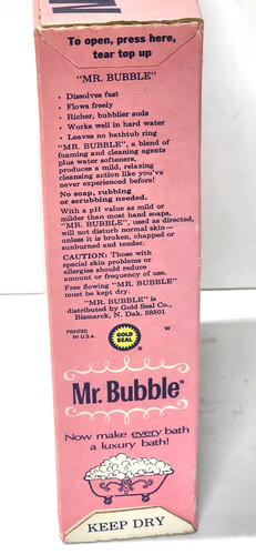 12 Oz. Mr. Bubble Bubble Bath From 1970 New Box Kept In Dark