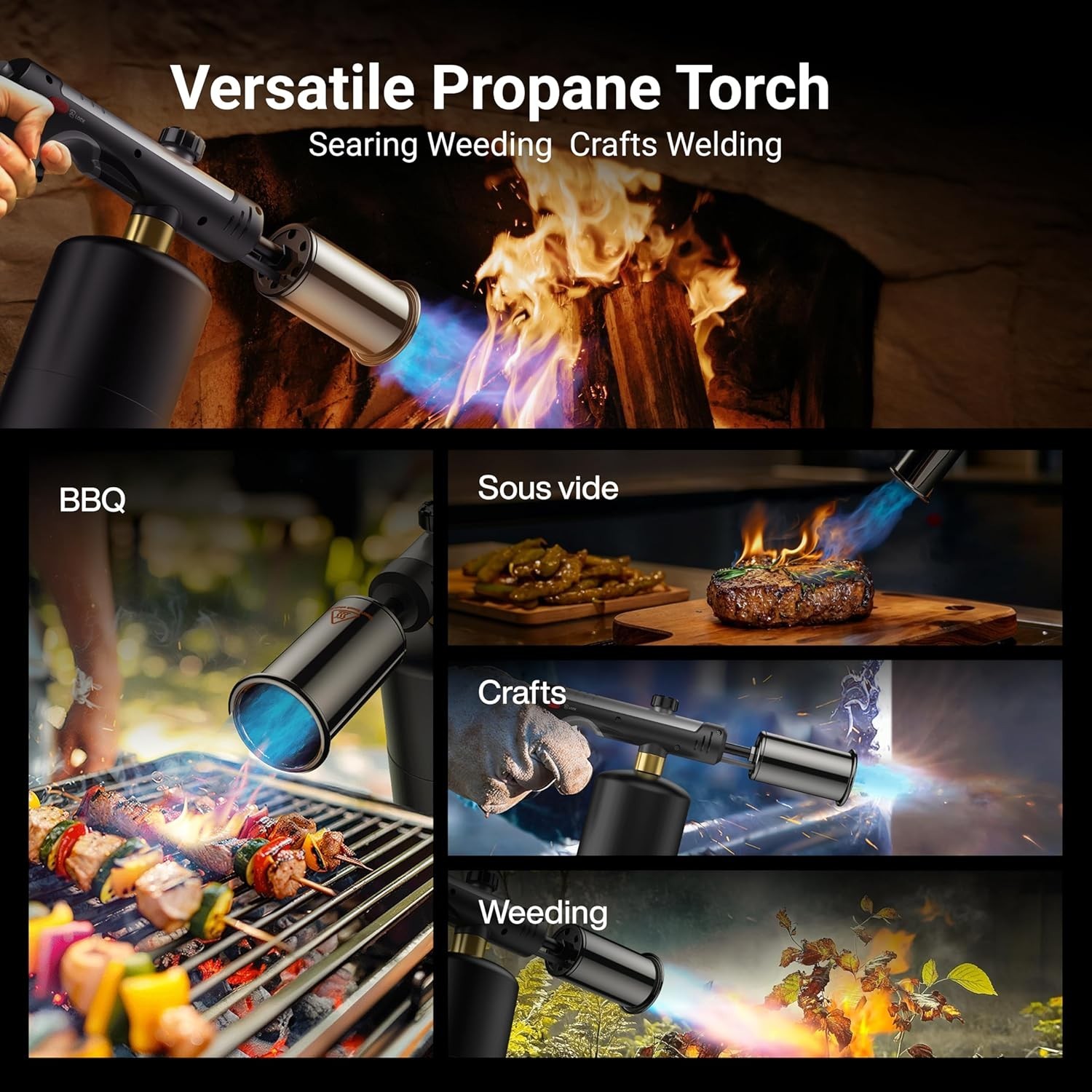 ThermoMaven Propane Torch with One-Touch Max Fire, Cooking Blow Torch Gun wit...