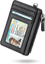 Slim Card Holder Wallet with Zip Pocket, RFID Blocking, Total 9 Compartments Lar