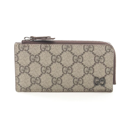 【Portefeuille】GUCCI GG Étui à Cartes Suprême Détaillé Pièce PVC Cuir Beige Marron Gucci