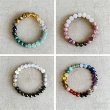 4pcs Natural Stone Bracelet Set Beaded Bracelets Luck Health & Energy Boosters