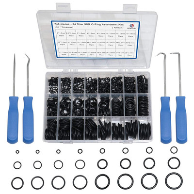 740Pc Universal O Rings Assortment in 24 Sizes with 4Pc Tools | Rubber O Rings K