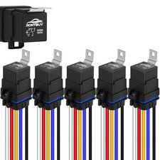 5-Pin Waterproof Relay Kit 40/30 AMP 12V Relay Switch with Harness Heavy Duty.