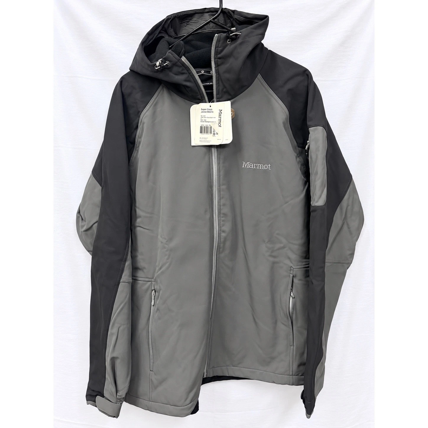Marmot Super Gravity Jacket Mens XXL Gray Black Softshell Hooded NEW image 2