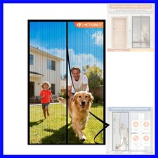 Magnetic Screen Door Mesh Fits 36" x 80" Door - Curtain Size 38" x 82", Works...
