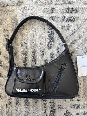 Off-White Jitney Hobo Bag Black GLAM INSIDE Logo Adjustable Strap