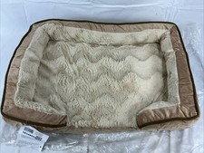 NWT Medium Dog Bed Perfect Comfort Velvet Waves Sofa Brown 30"L x 20"W x 7"H