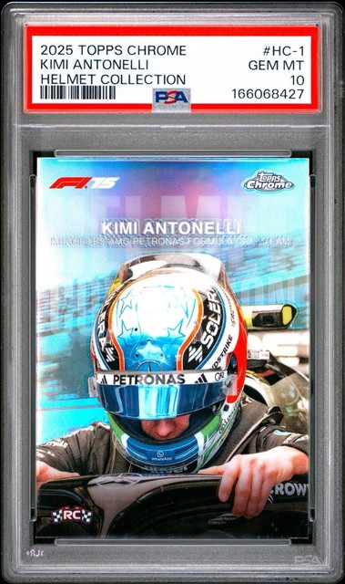 2025 Topps Chrome Formula 1 F1 Kimi Antonelli PSA 10 Rookie RC Helmet Collection