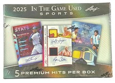 2025 Leaf In The Game Used Sports Factory Sealed Hobby Box - 5 Hits Per Box!!!