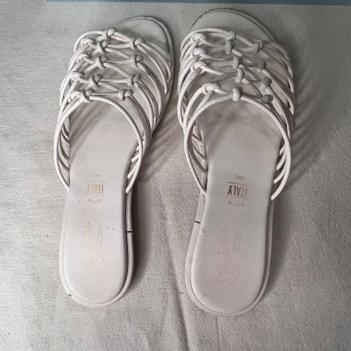 Seychelles-Lulus Size 9 White Leather Knotted Strap Slip-On Sandals Comfort - Picture 4 of 16