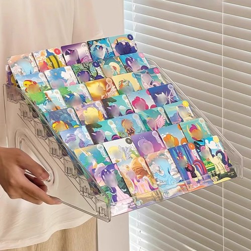 Espositore alzatina acrilico 3-7 livelli ripiano trasparente carte collezionabili organizer trucco - Foto 2 di 11