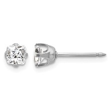 14k White Gold 5mm Square Cut Cubic Zirconia Stud Earring L 5mm, W 5mm