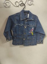 Denim Jacket Girls Blue NWOT Butterfly Embroi...
