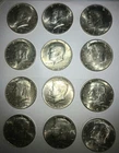LOT OF 12 1964 KENNEDY HALF DOLLAR 90% SILVER COINS XF+ SEE PHOTOS