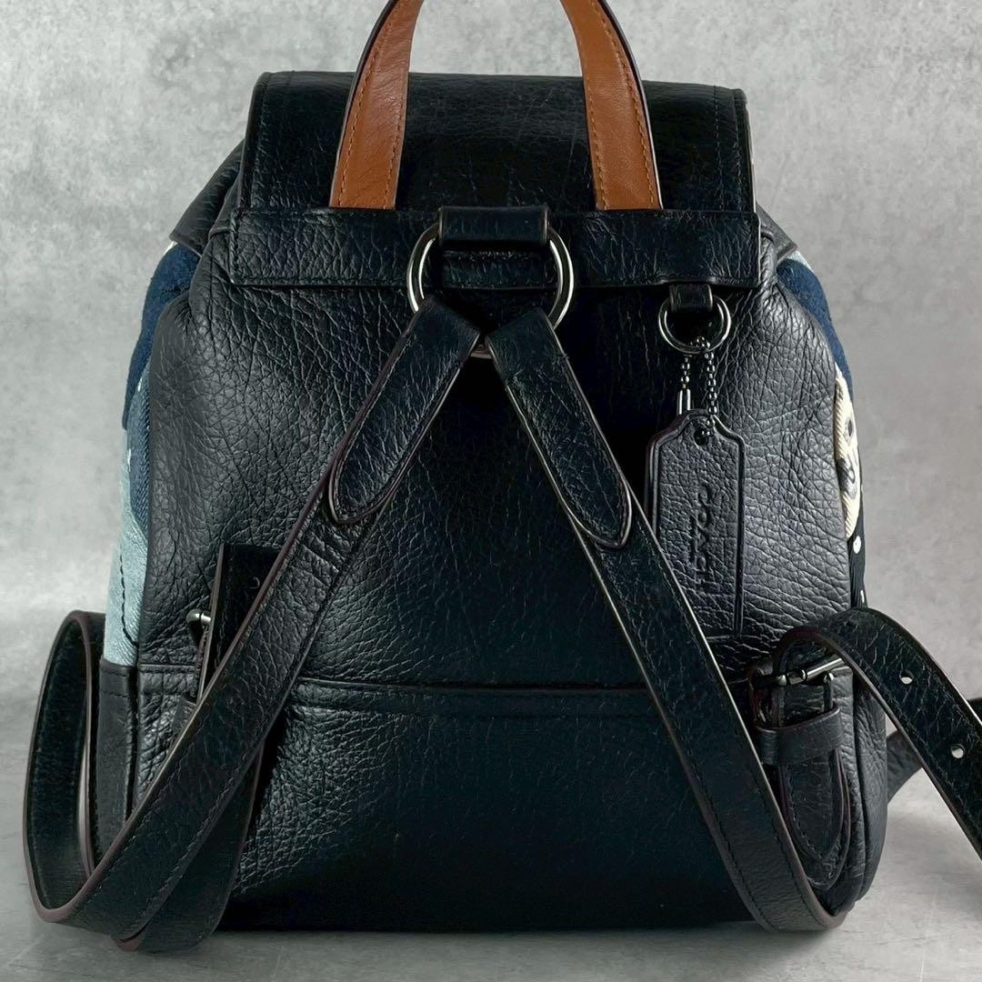 Coach Leather & Denim Patchwork Backpack Women Us… - image 6