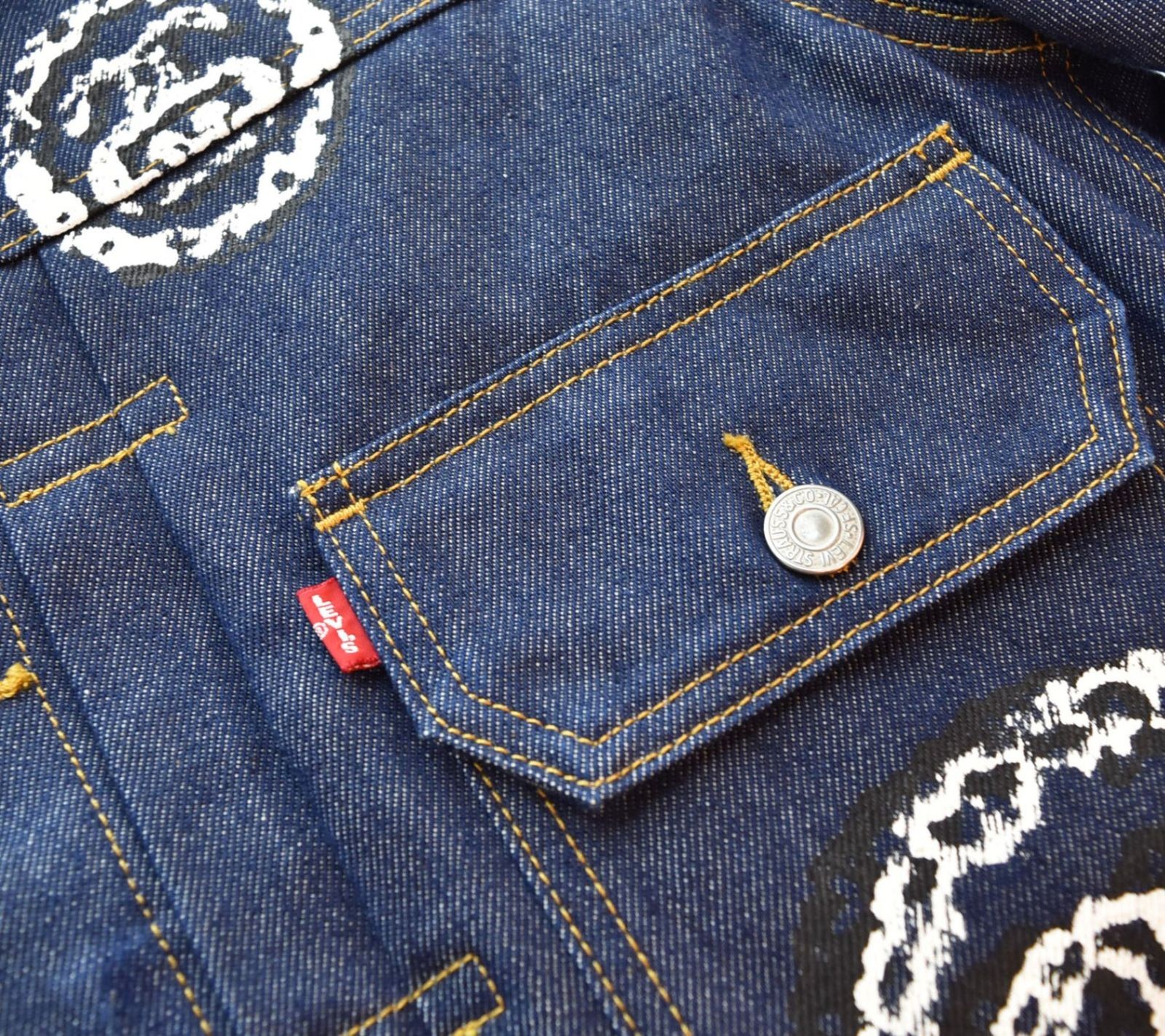 Stussy Levi's Denim Tears Paint Trucker Jacket Blue Mens M Used From Japan thumbnail 7