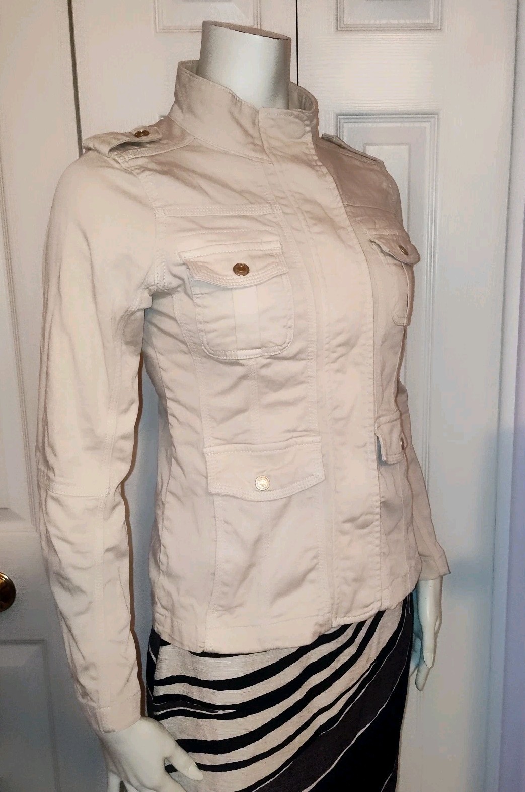 kenzie jeans Cream Colored Light Beige Utility Ja… - image 7