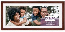 13.5x40 Frame Walnut With White Picture Mat For 13.5x40 Photo - Walnut 16x43 Fra