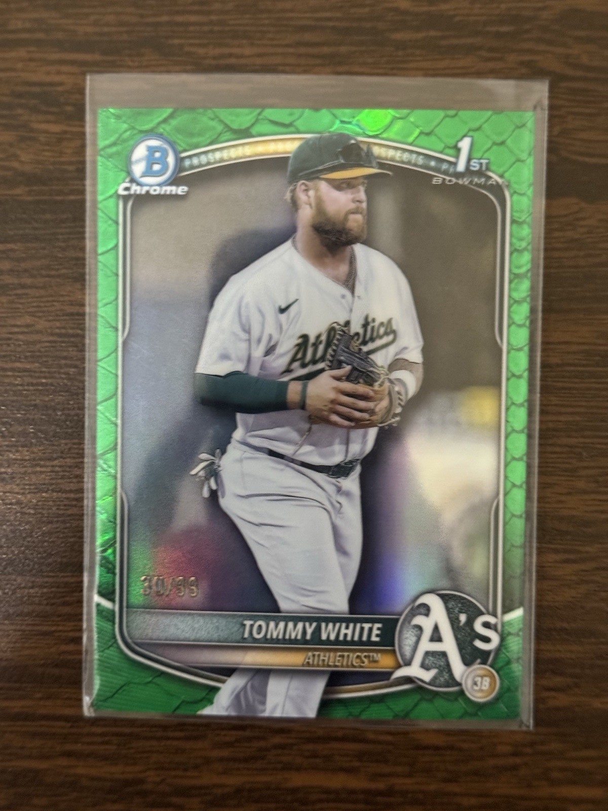 2025 Bowman Chrome Tommy White 1st Green Reptillian Refractor /99 - Athletics