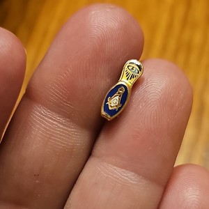 Vintage 10K Gold Masonic mason Freemason Square & Compass widow slipper Shoe Pin