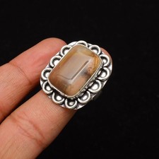 Montana Agate Gemstone 925 Sterling Silver Handmade Jewelry Ring Size 7
