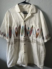 KY’S Vintage Hawaiian Shirt XL Surfboards Made in Hawaii 100% Cotton Beach