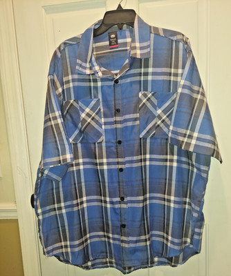Ecko Unltd Men Plaid Short Sleeve Collared Button Up Shirt 3XB Cotton